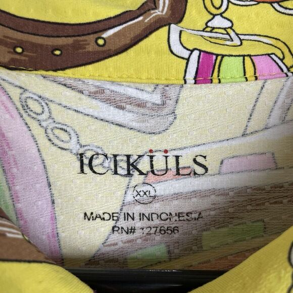 Icikuls Golf Shirt Womens Size XXL Yellow Long Sleeve Mesh 1/4 Zip Top Horse Bit - Picture 7 of 8